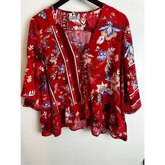 Jaase floral bounce with flounce at bottom and sleeves size L - Picture 4 of 10
